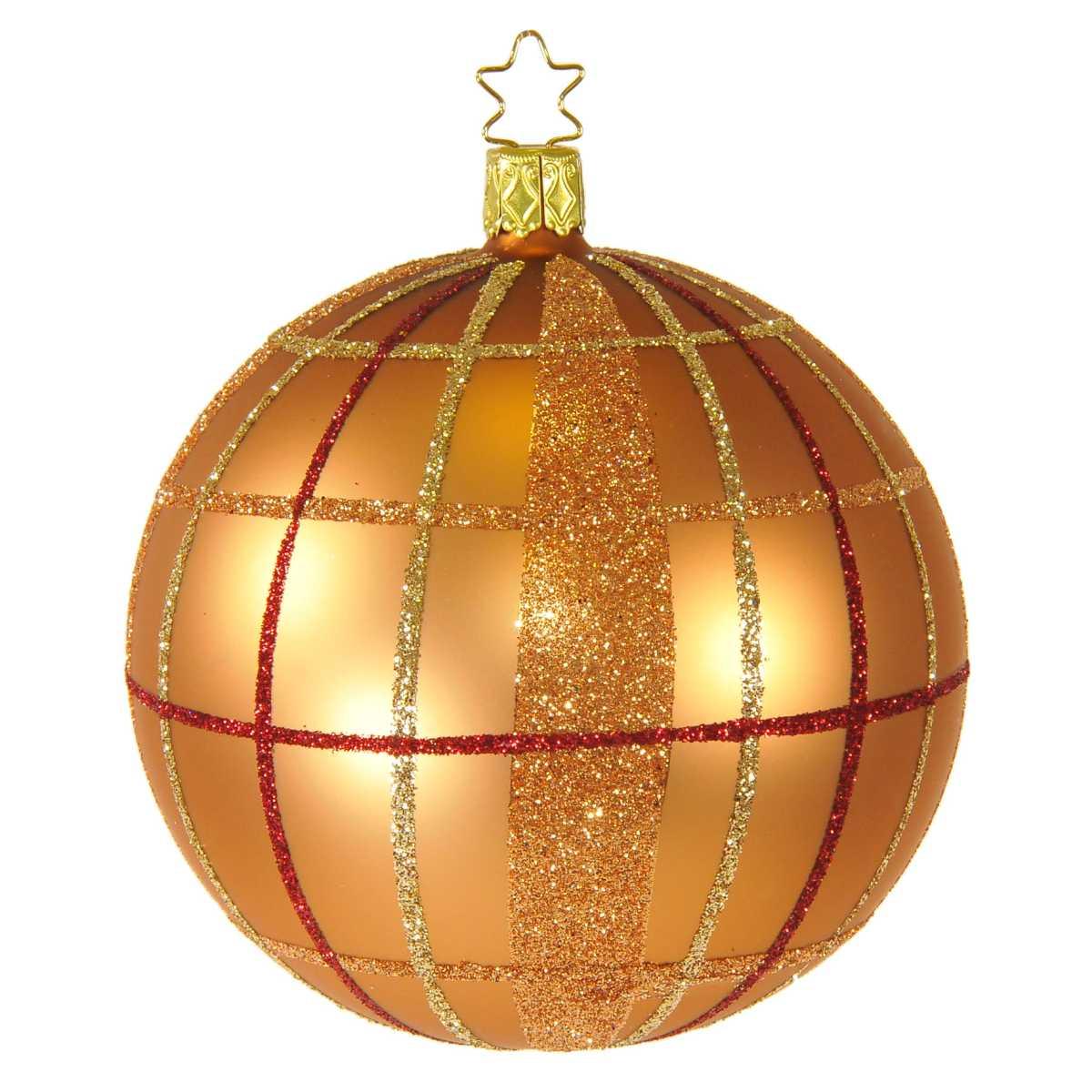 Pallina Natale Vetro Collezione cm.10 Bronzo Righe Quadri |Inge's Glass