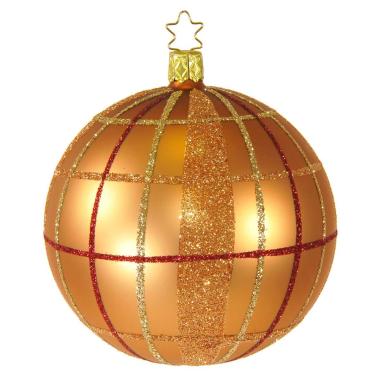 Pallina Natale Vetro Collezione cm.10 Bronzo Righe Quadri |Inge's Glass
