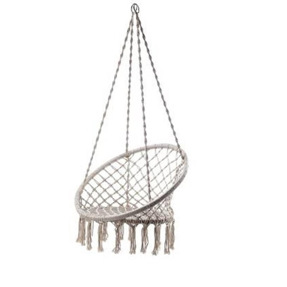 Sedia Dondolo Tessuto Ecrù cm.Ø60/80h45/100