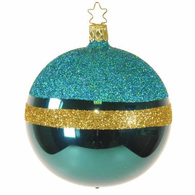 Pallina Natale Vetro Collezione cm.8 Verde Blu Ottanio |Inge's Glass