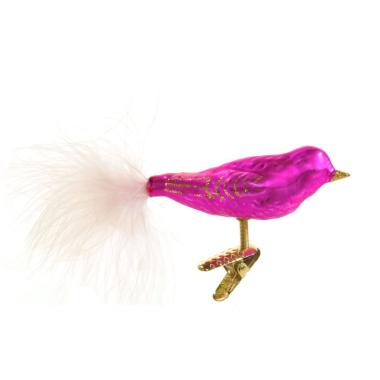 Pallina Natale Vetro Collezione cm.15 Uccello Fucsia |Inge's Glass
