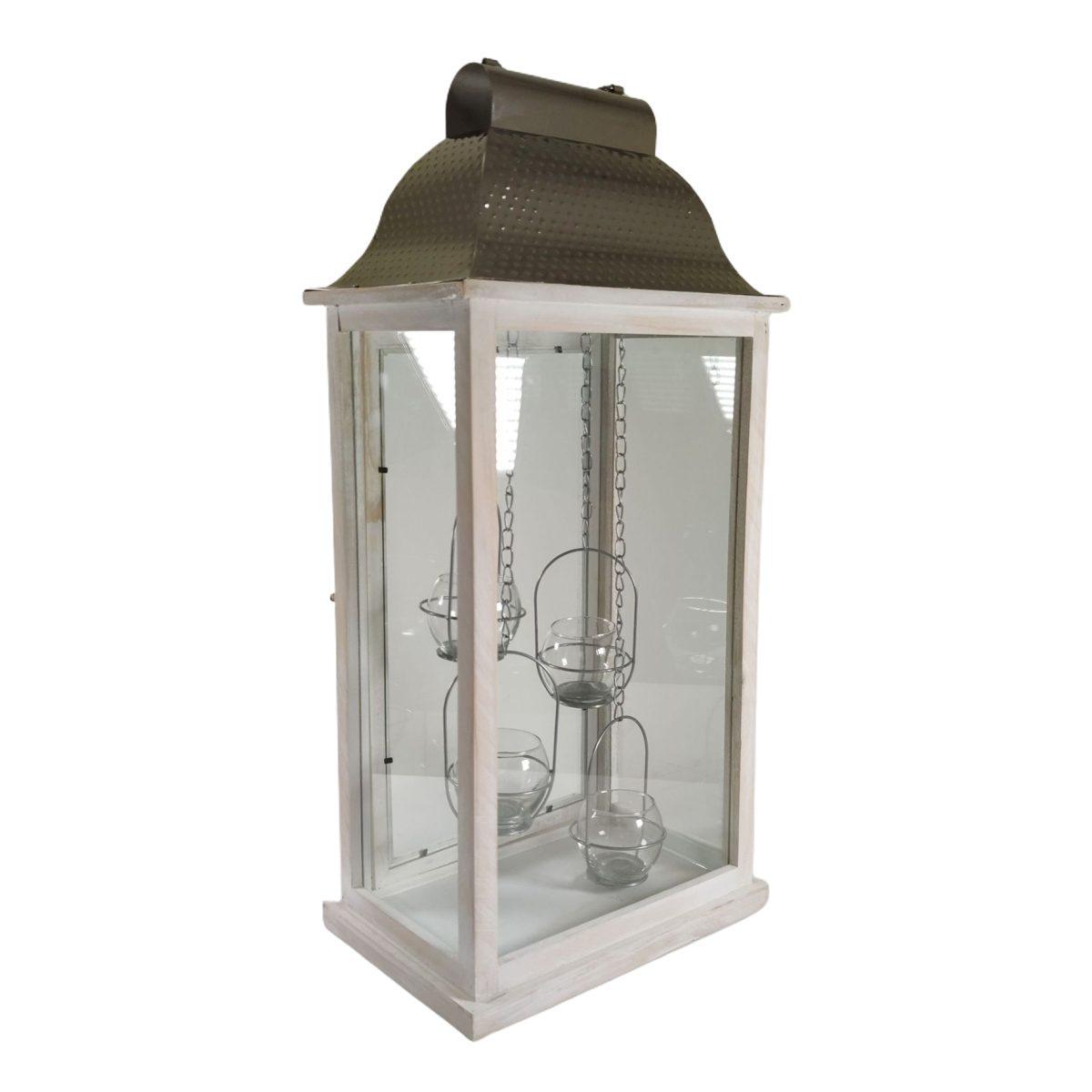 Lanterna cm.30X26Xh66 Legno con Tetto Metallo cm.66 |Vacchetti