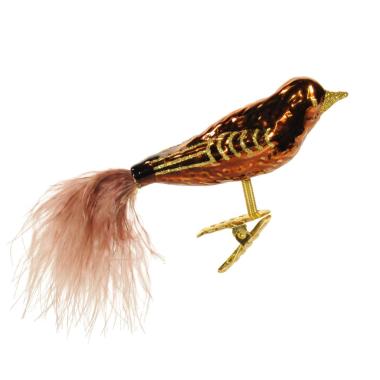 Pallina Natale Vetro Collezione cm.15 Uccello Marrone |Inge's Glass