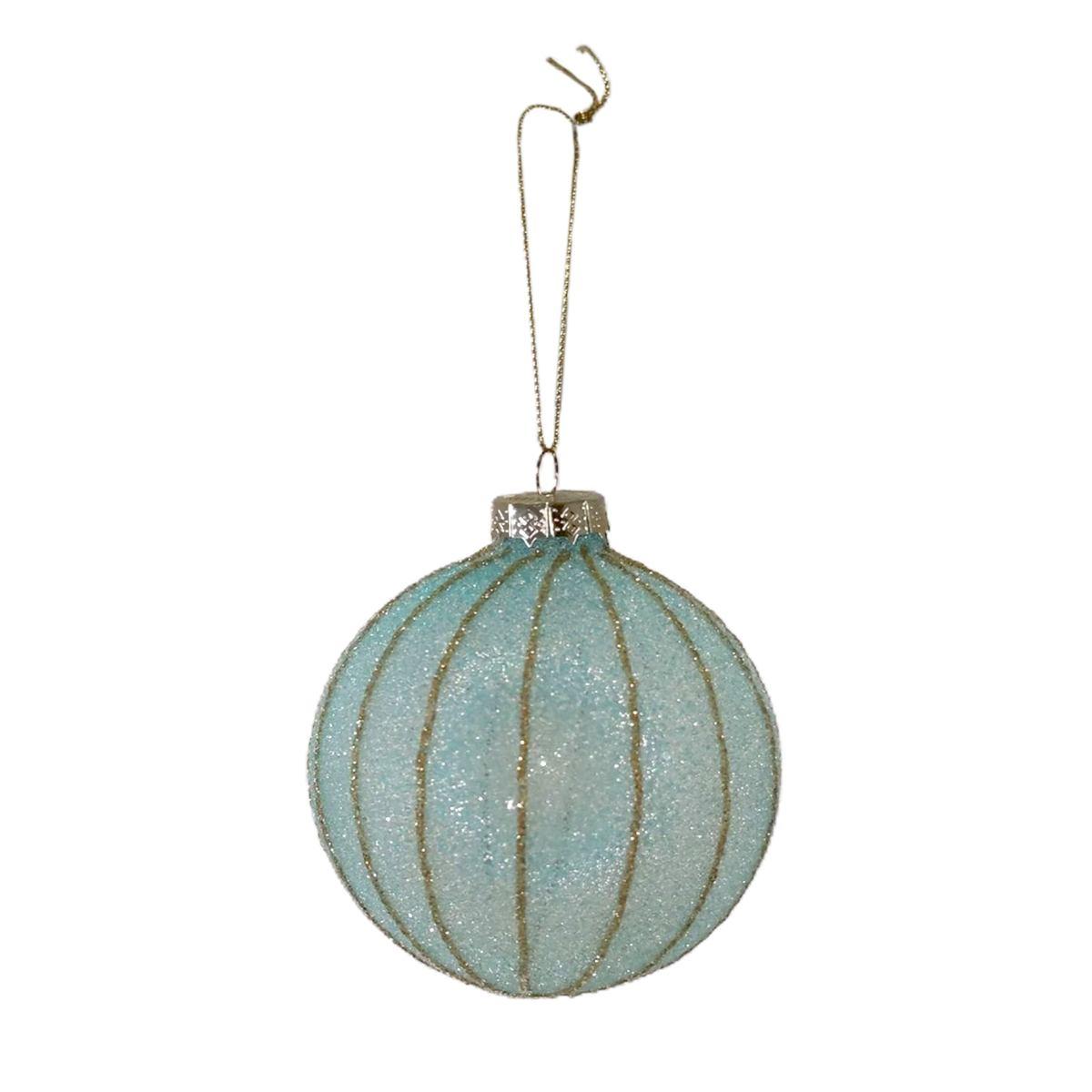 Pallina Natale Vetro cm.8 Azzurra Oro |Vacchetti