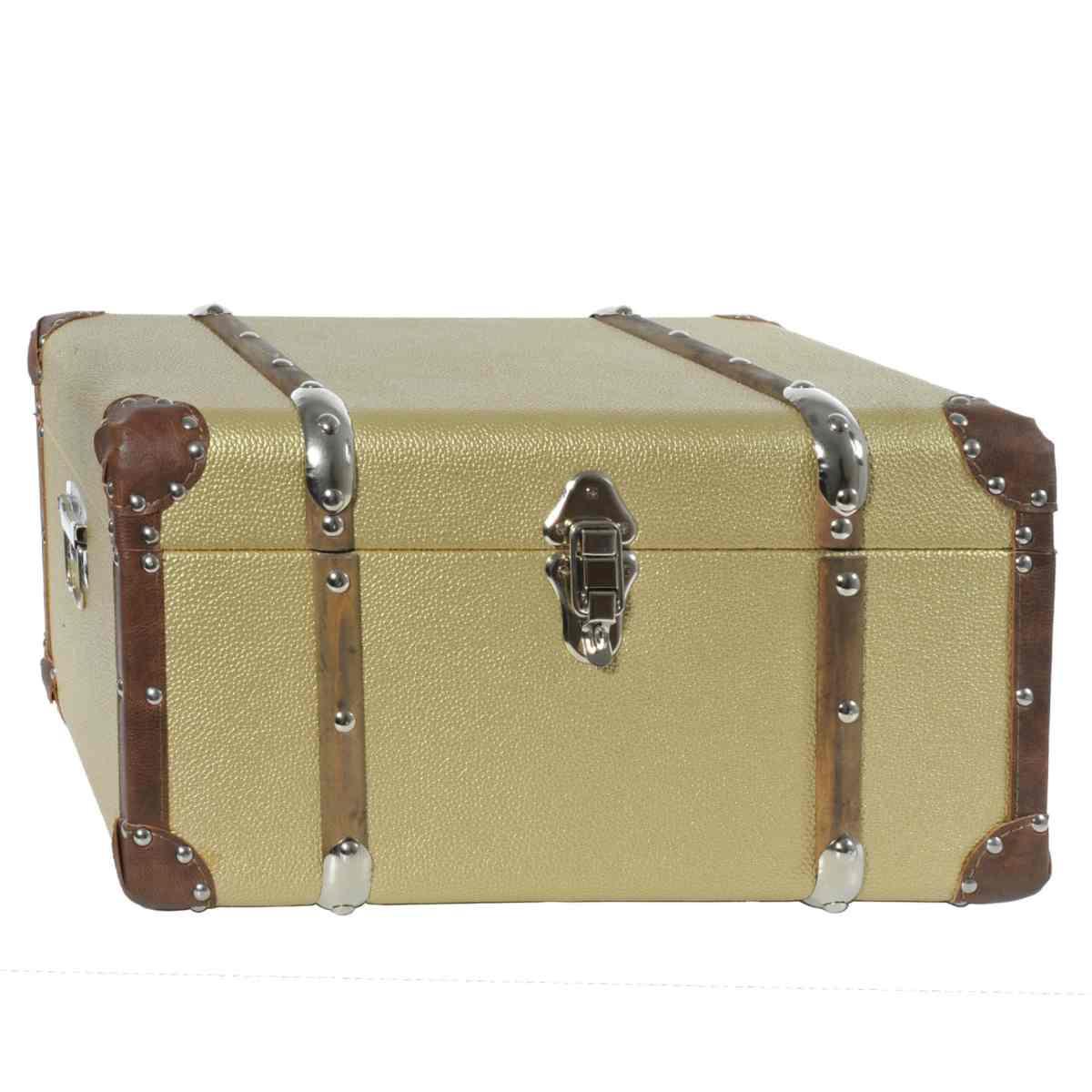 Baule Legno Ecopelle Oro cm.49x29xh24 | Vacchetti