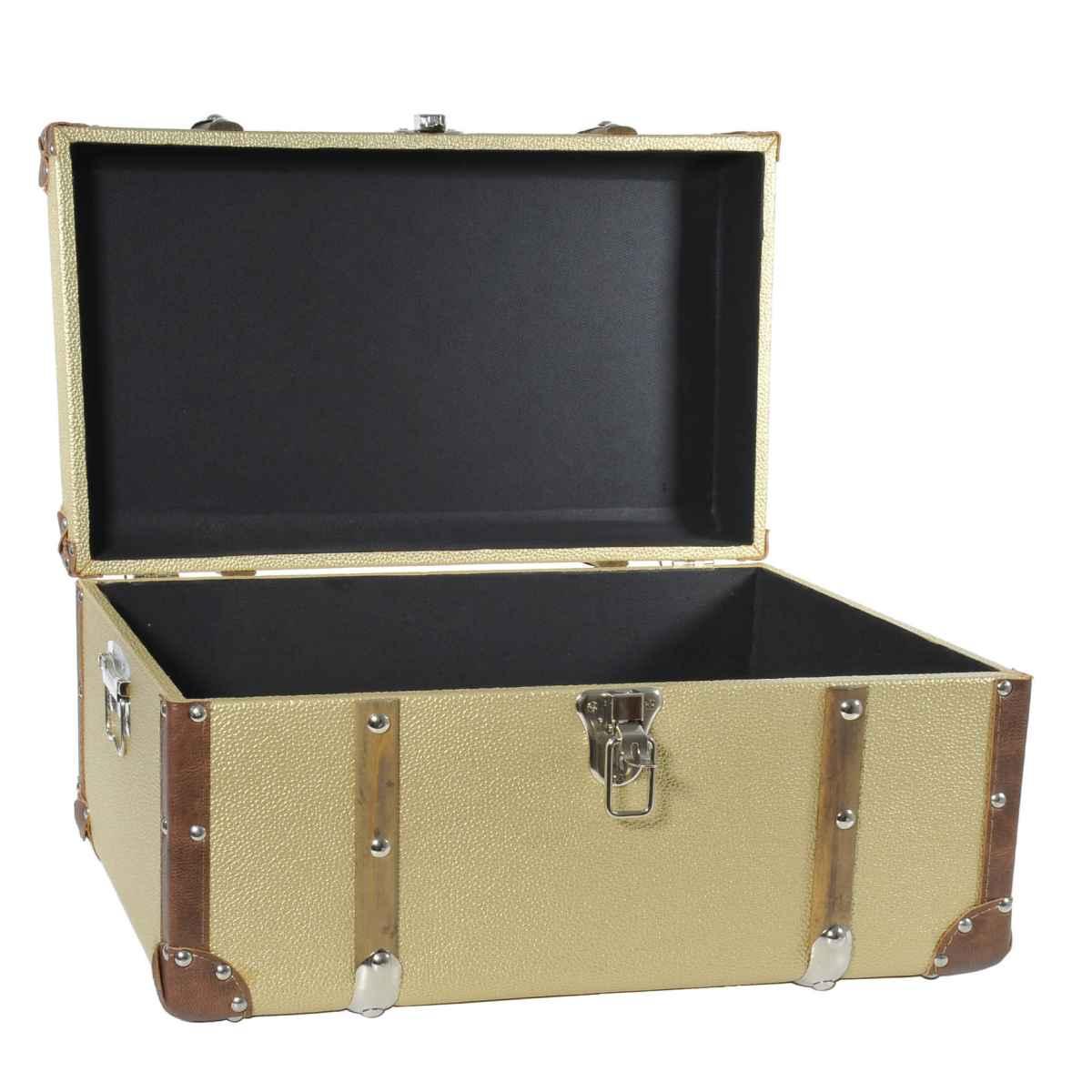Baule Legno Ecopelle Oro cm.49x29xh24 | Vacchetti