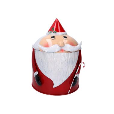 Scatola Natale Metallo Tonda Babbo con Cop cm.43 |Vacchetti