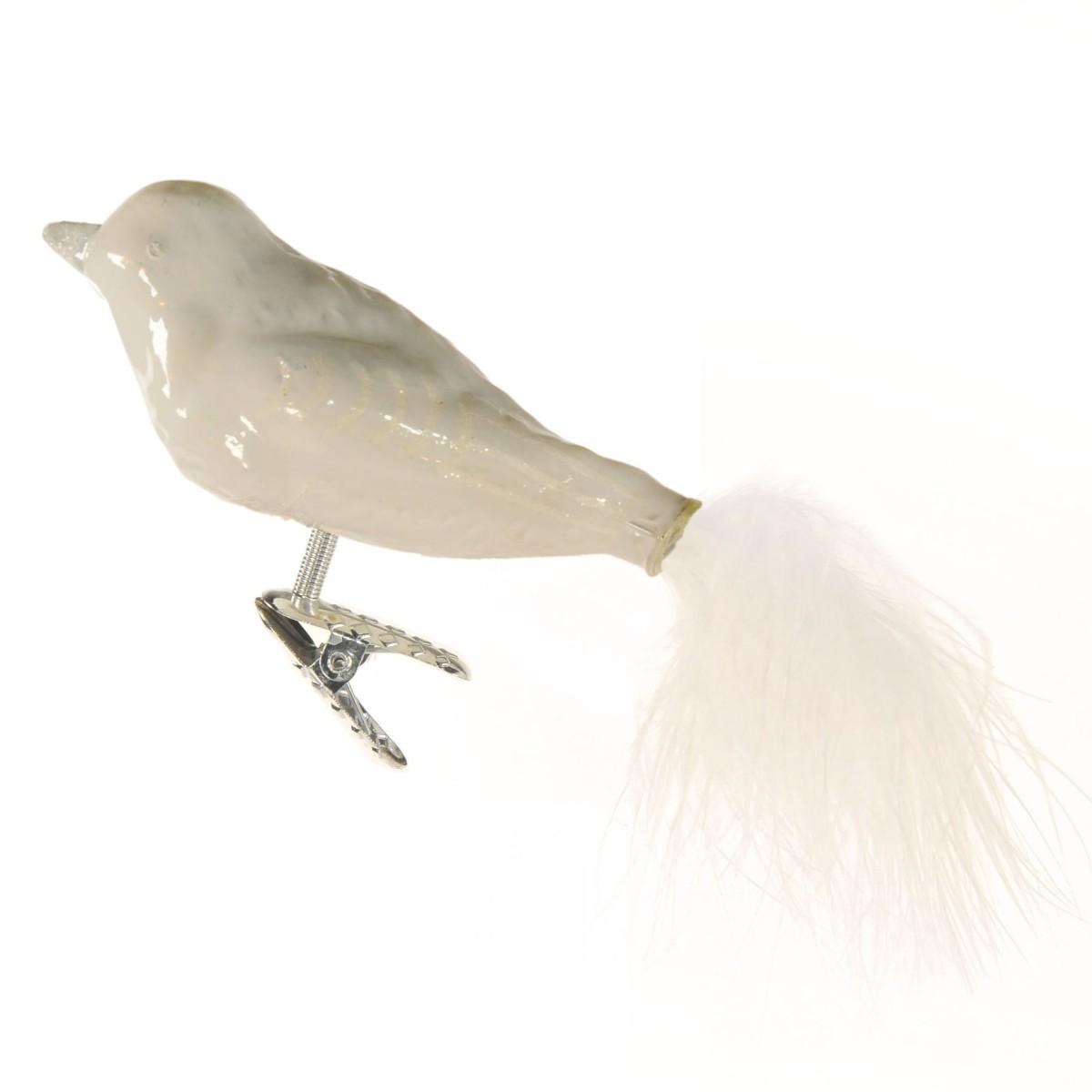 Pallina Natale Vetro Collezione cm.15 Uccello Bianco |Inge's Glass