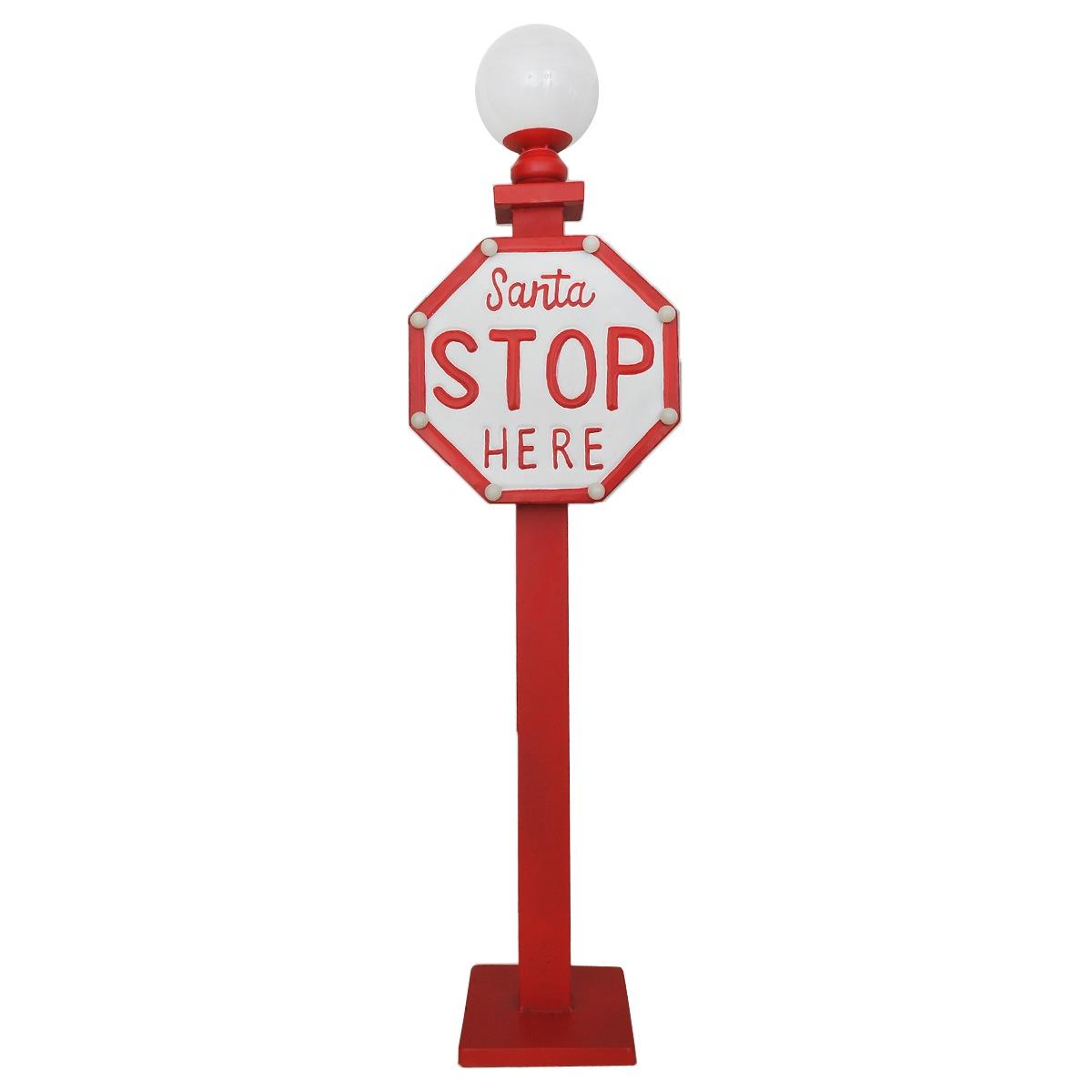 Lampione Metallo con Cartello Stop con LED cm.110 |Vacchetti
