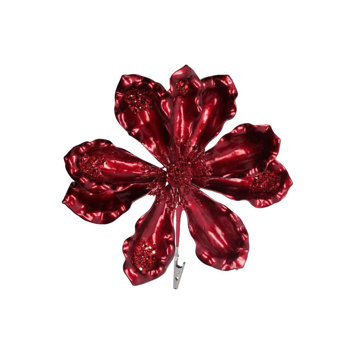 Fiore Natale PVC Rosso Lucido con Clip cm.15 |Vacchetti