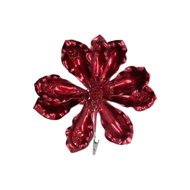 Fiore Natale PVC Rosso Lucido con Clip cm.15 |Vacchetti