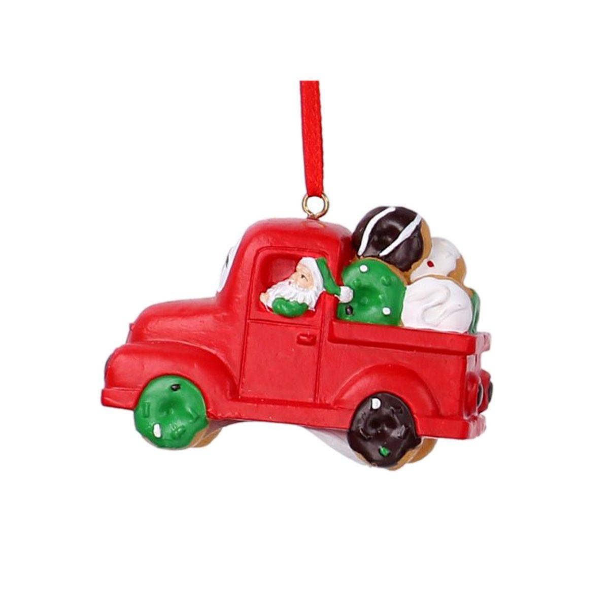 Decorazione Natalizia Furgoncino Rosso con Babbo cm.7,5x5 |Vacchetti