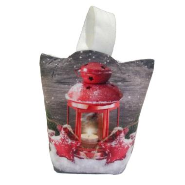 Fermaporta in Tessuto Natale con Lanterna LED cm.18 |Vacchetti