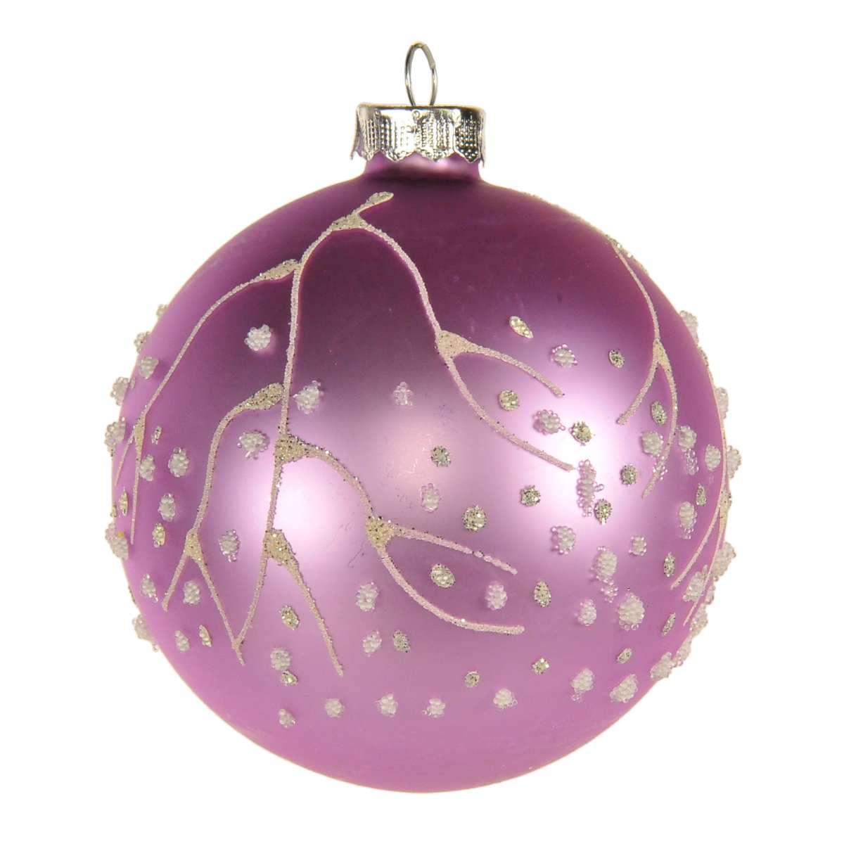 Pallina Natale Vetro cm.8 Rosa Opaca con Glitter |Inge's Glass