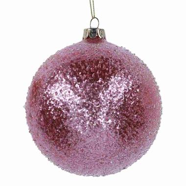 Pallina Natale Vetro cm.8 Rosa con Brillantini |Vacchetti