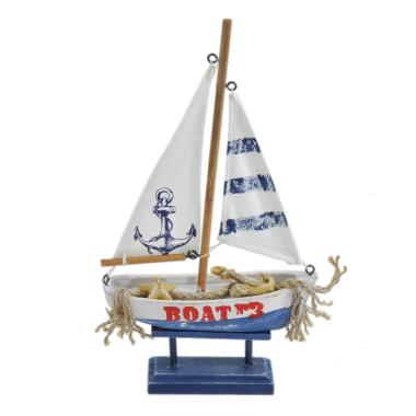 Decorazione Mare Barca Vela Legno cm.16x5xh26 | Vacchetti