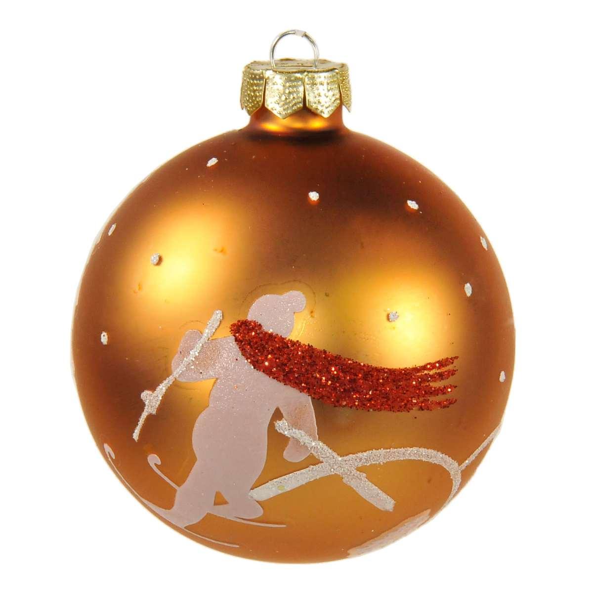 Pallina Natale Vetro cm.8 Rame Opaca con Decori |Inge's Glass