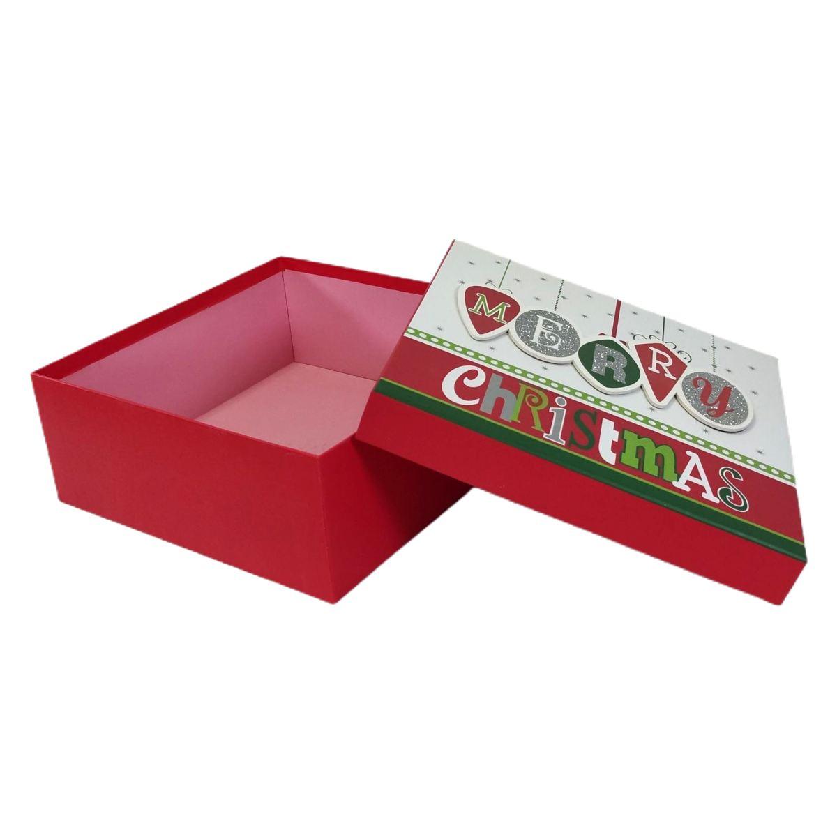 Scatola Natale Quadrata Rossa cm.28x28xh11 |Vacchetti