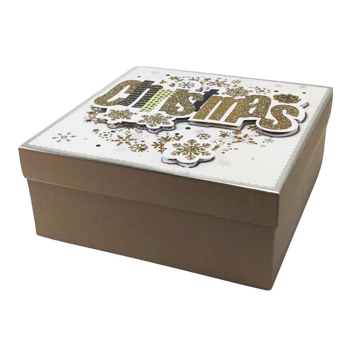 Scatola Natale Quadrata Oro cm.21x21x9 |Vacchetti