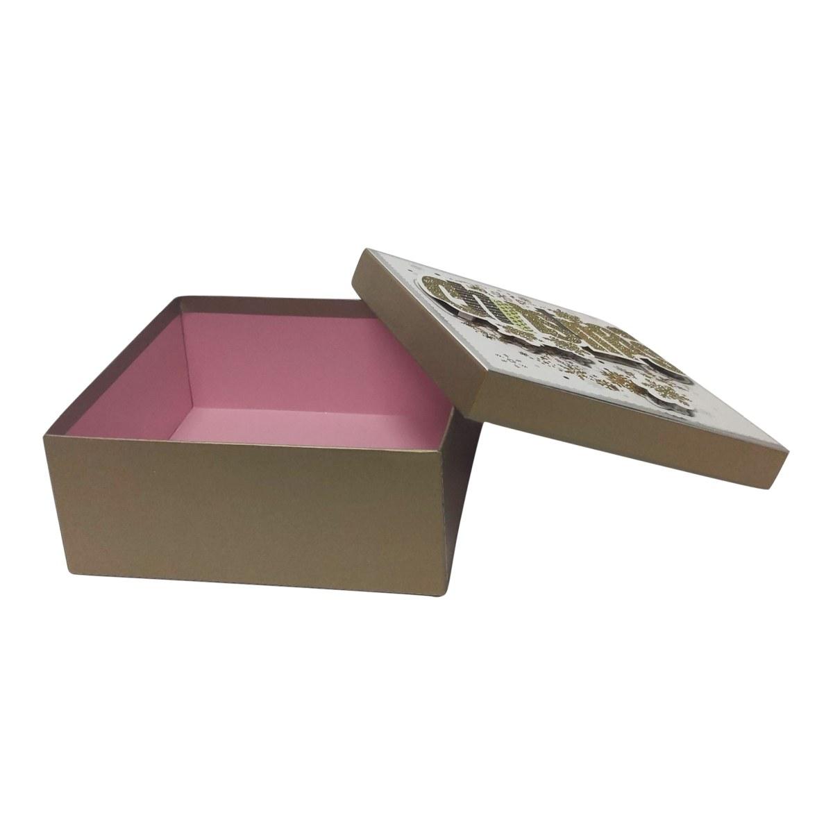 Scatola Natale Quadrata Oro cm.21x21x9 |Vacchetti