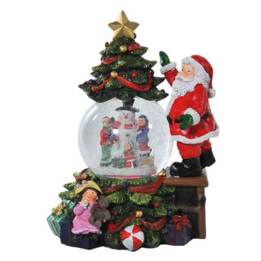 Sfera Natale con Neve Babbo e Albero cm.16x25 a Batterie |Vacchetti