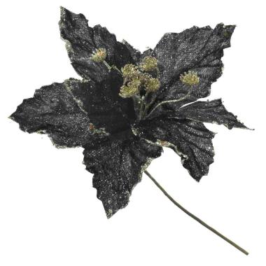Fiore Natale Stella Nero Glitter Oro cm.55 |Vacchetti
