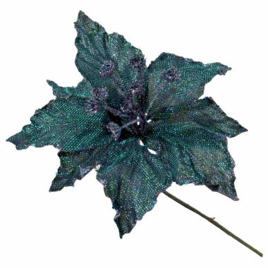 Fiore Natale Stella Blu Petrolio Glitter cm.55 |Vacchetti