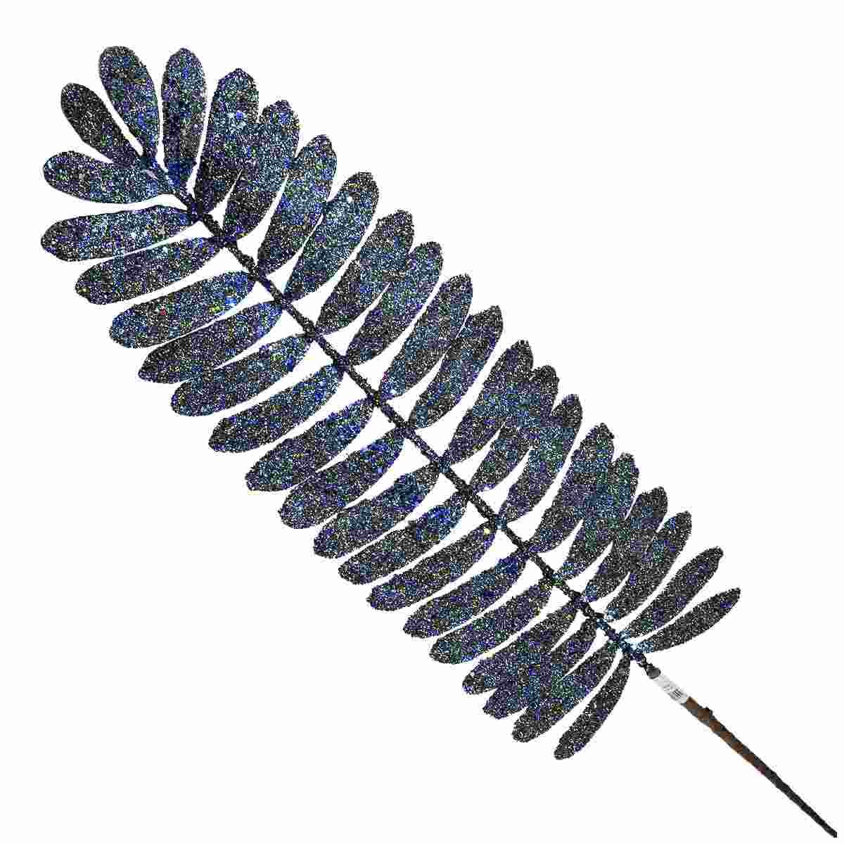 Fiore Ramo Foglie Blu Petrolio Glitter cm.113 |Vacchetti