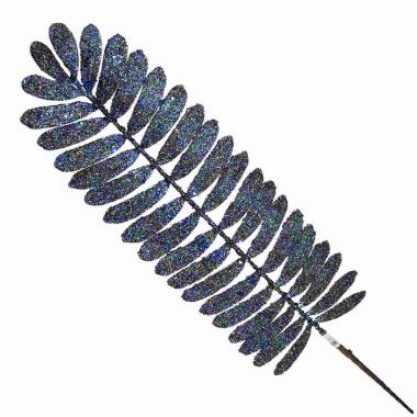 Fiore Ramo Foglie Blu Petrolio Glitter cm.113 |Vacchetti