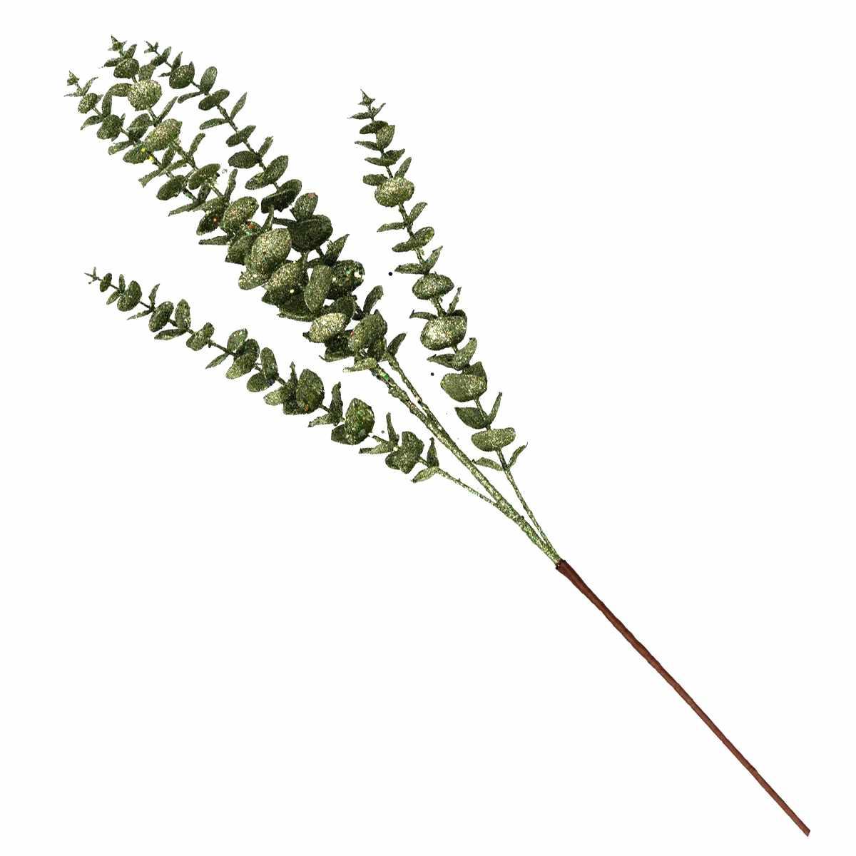 Fiore Ramo Foglie Verde Glitter cm.80 |Vacchetti