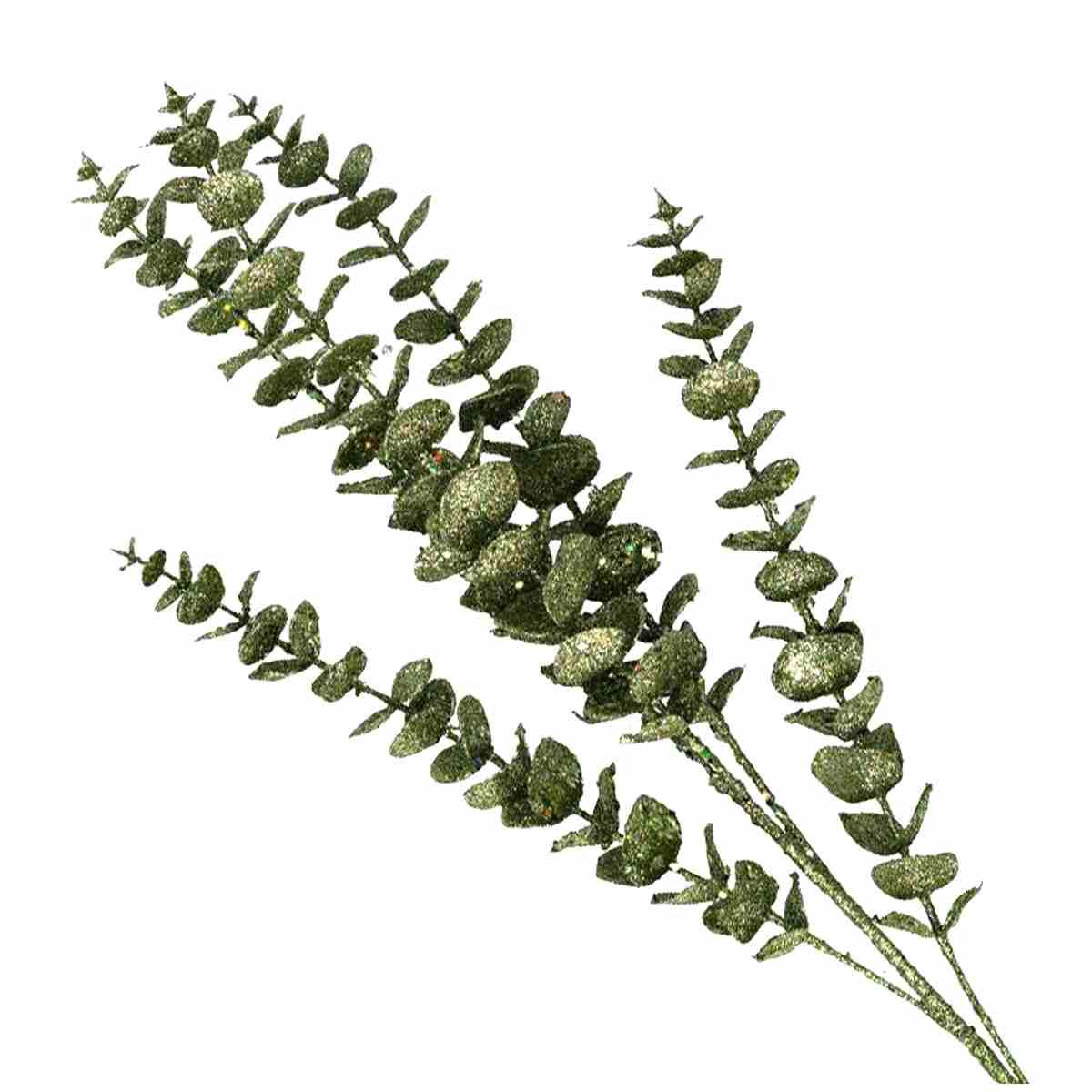 Fiore Ramo Foglie Verde Glitter cm.80 |Vacchetti