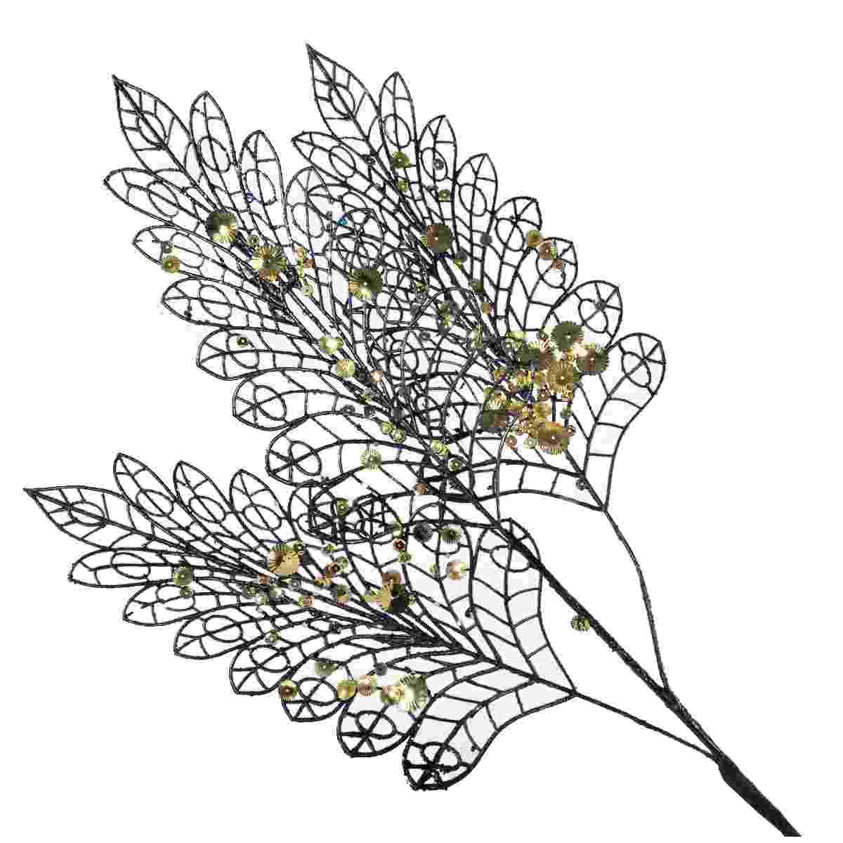 Fiore Ramo Nero con Paillettes Oro cm.78 |Vacchetti