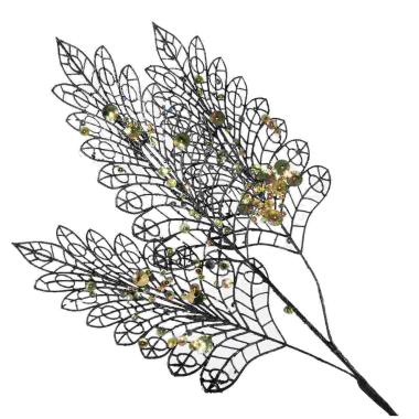 Fiore Ramo Nero con Paillettes Oro cm.78 |Vacchetti