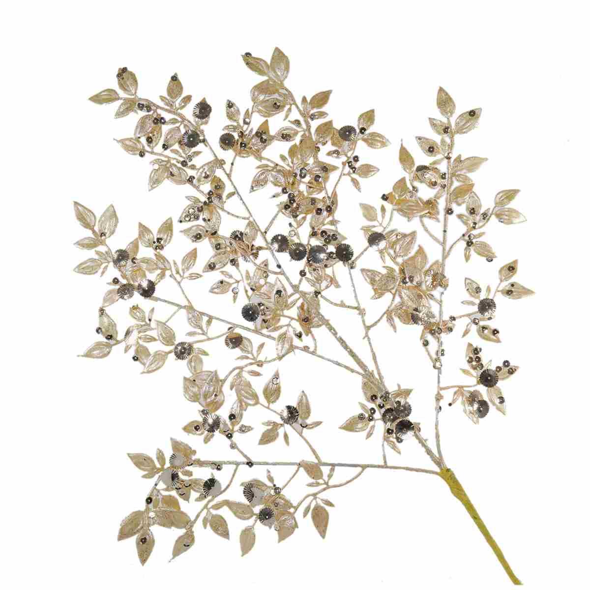 Fiore Natale Ramo Oro Champagne con Paillettes cm.78 |Vacchetti