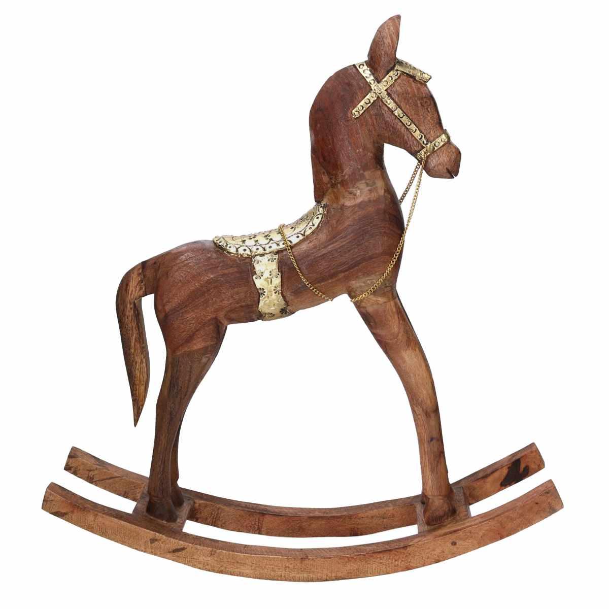Cavallo a Dondolo Legno con Decori Metallo cm.56 |Vacchetti