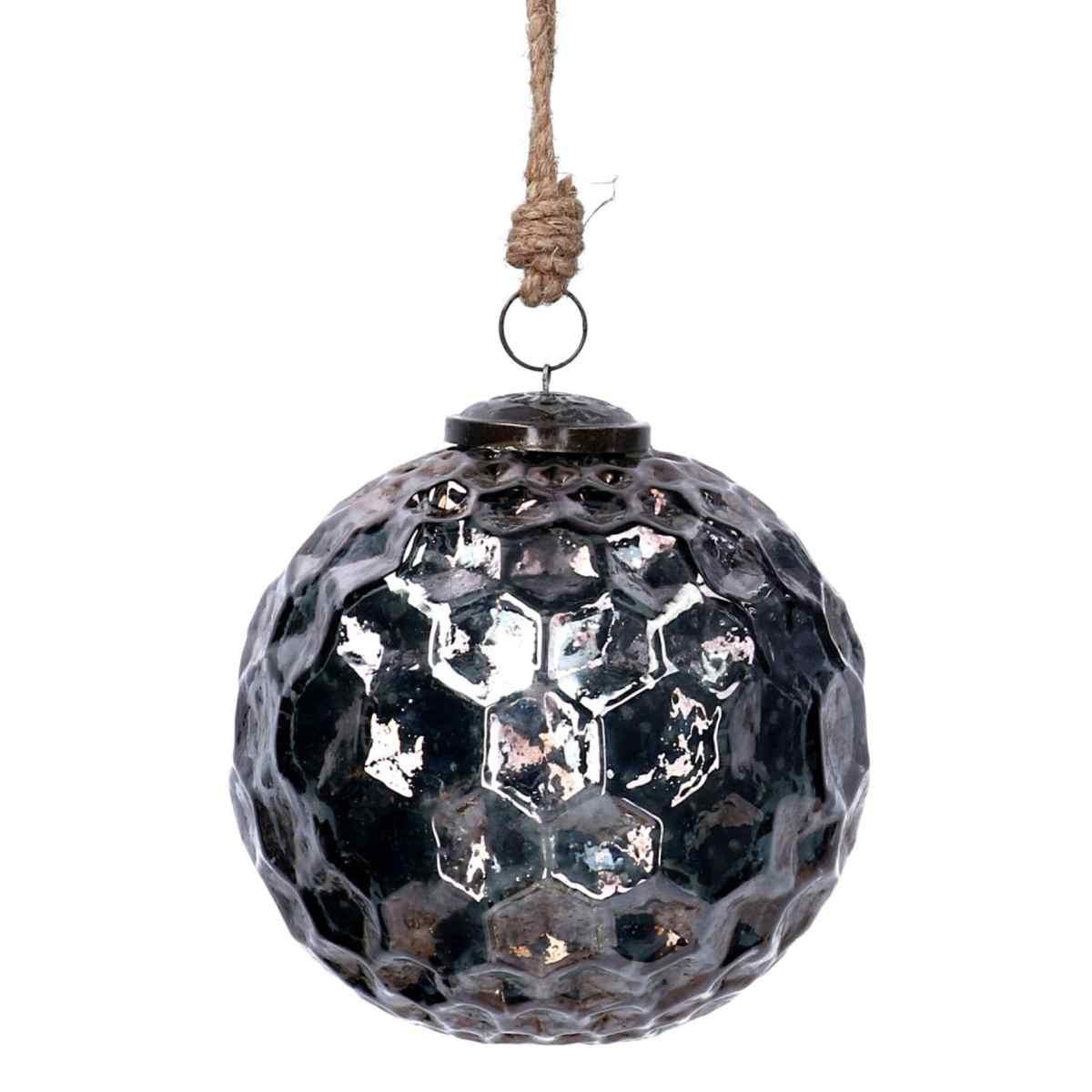 Pallina Natale Vetro cm.13 Argento Martellato |Vacchetti