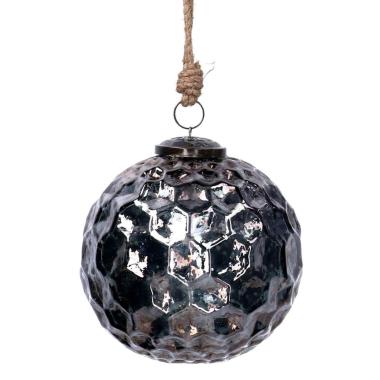 Pallina Natale Vetro cm.13 Argento Martellato |Vacchetti