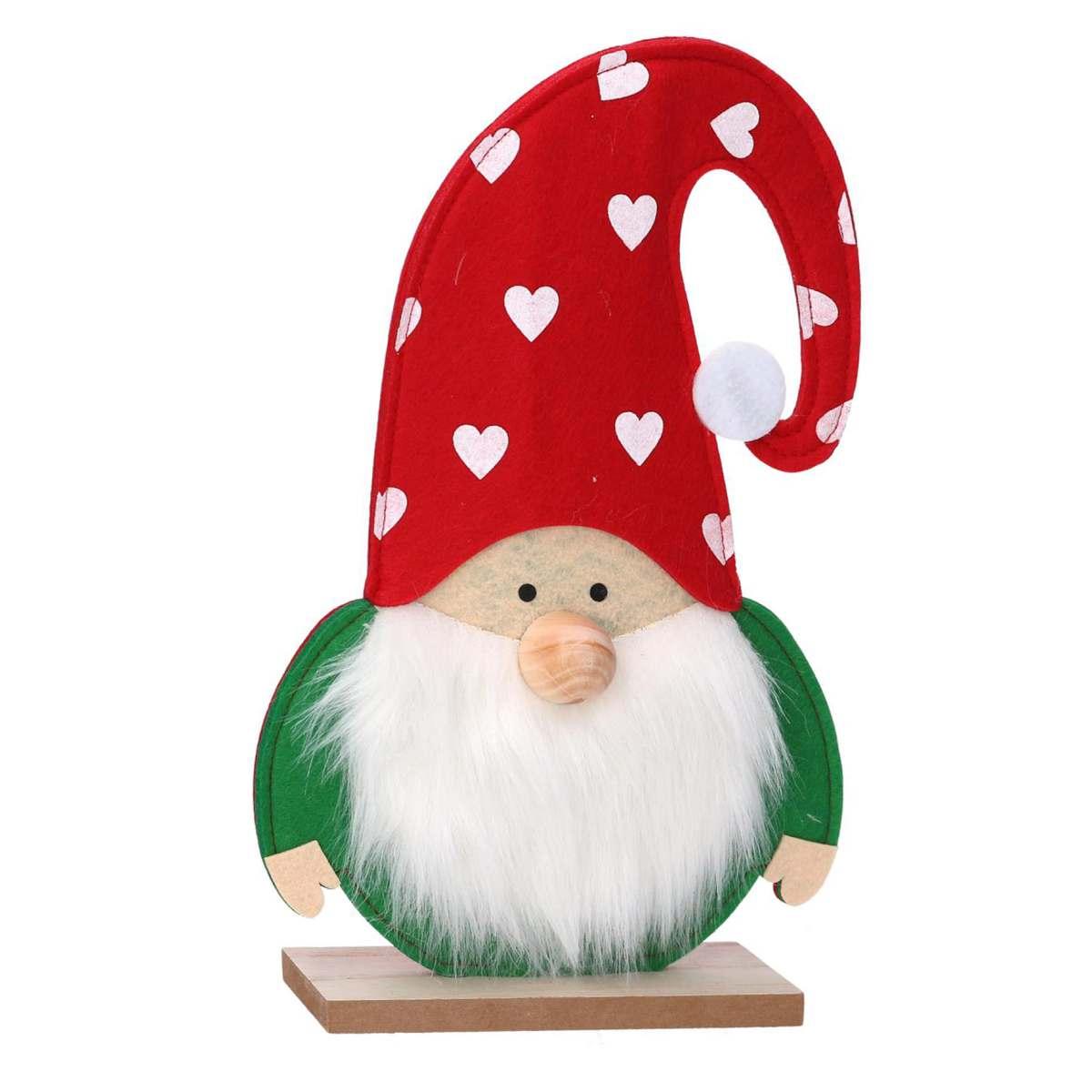 Babbo Natale in Tessuto cm.32 con Base Legno |Vacchetti