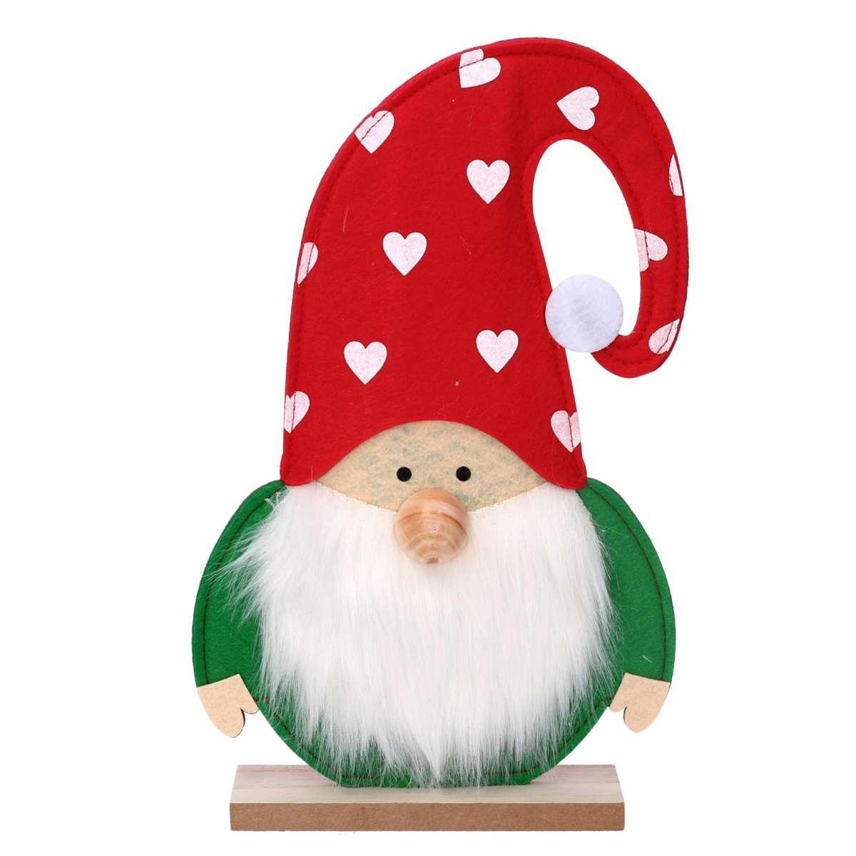 Babbo Natale in Tessuto cm.32 con Base Legno |Vacchetti