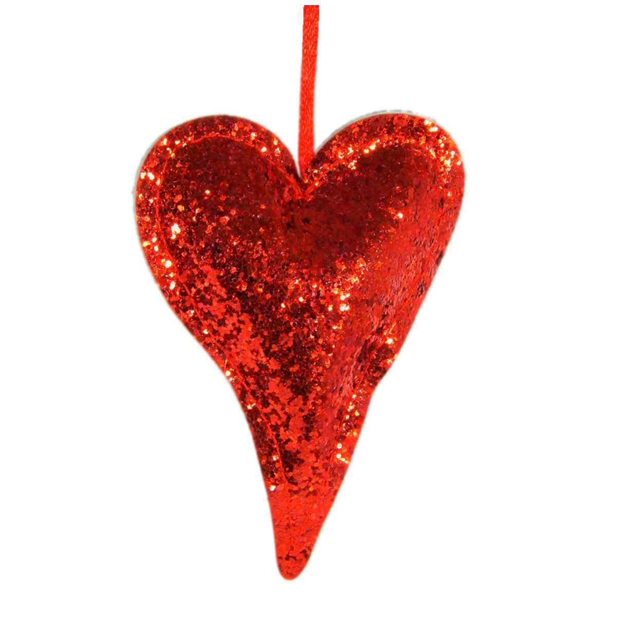Decorazione Natalizia Cuore Rosso Glitter cm.9x12 |Vacchetti