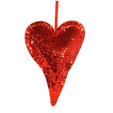 Decorazione Natalizia Cuore Rosso Glitter cm.9x12 |Vacchetti