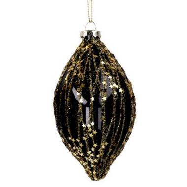 Pallina Natale Vetro cm.13 Oliva Nera con Glitter |Inge's Glass