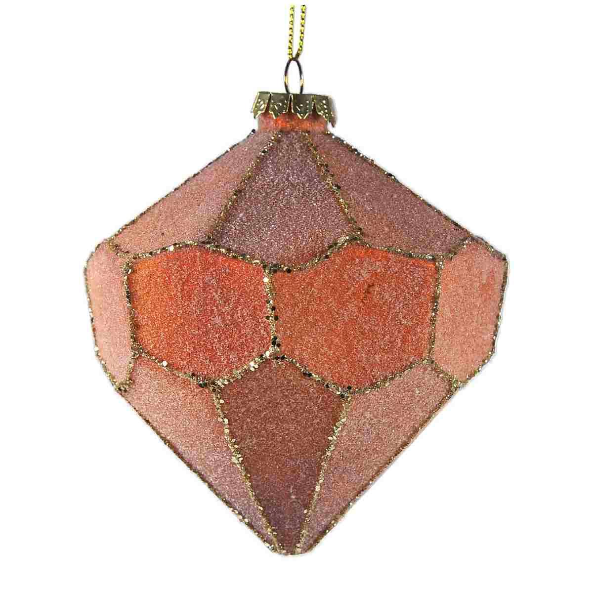 Pallina Natale Vetro cm.11 Oliva Arancione con Glitter |Vacchetti