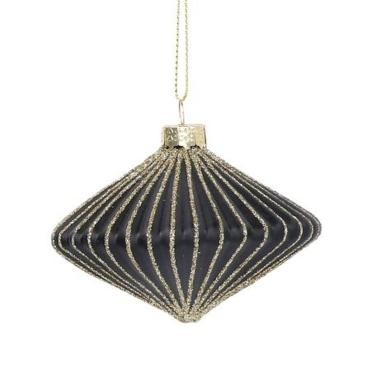 Pallina Natale Vetro cm.8 Nera con Glitter Oro |Vacchetti