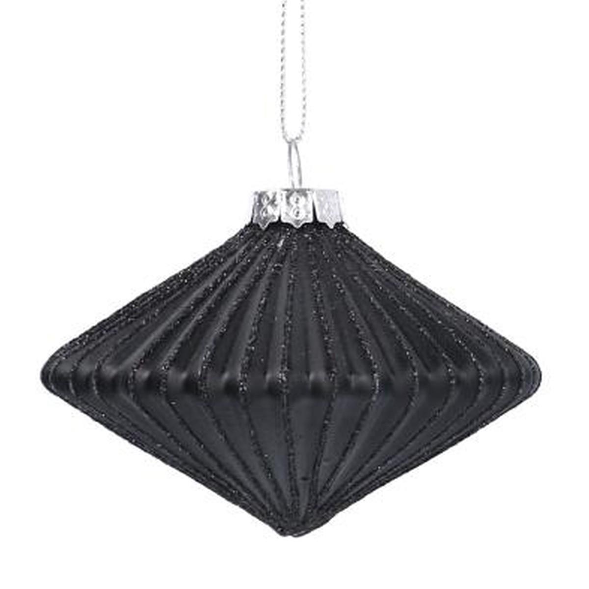 Pallina Natale Vetro cm.8 Nera con Glitter Oro |Vacchetti