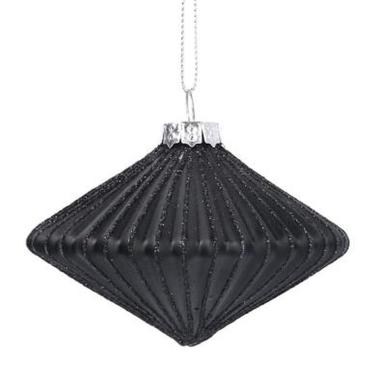 Pallina Natale Vetro cm.8 Nera con Glitter Oro |Vacchetti