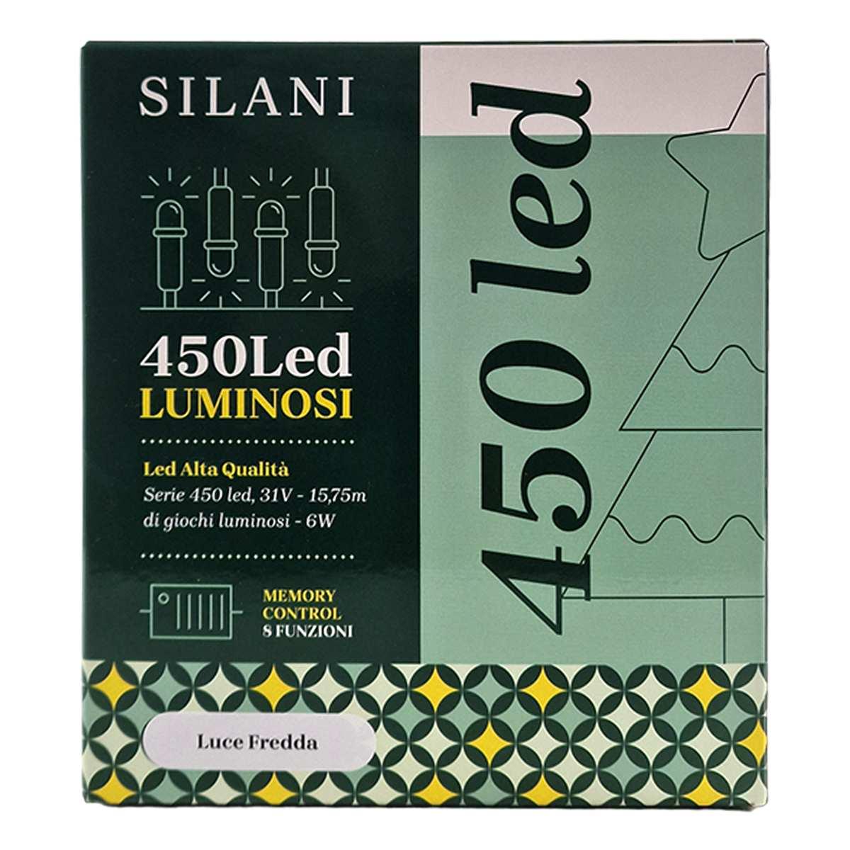 Luci Natale esterno LED 450 Bianco Freddo con Giochi Prolungabile |Silani