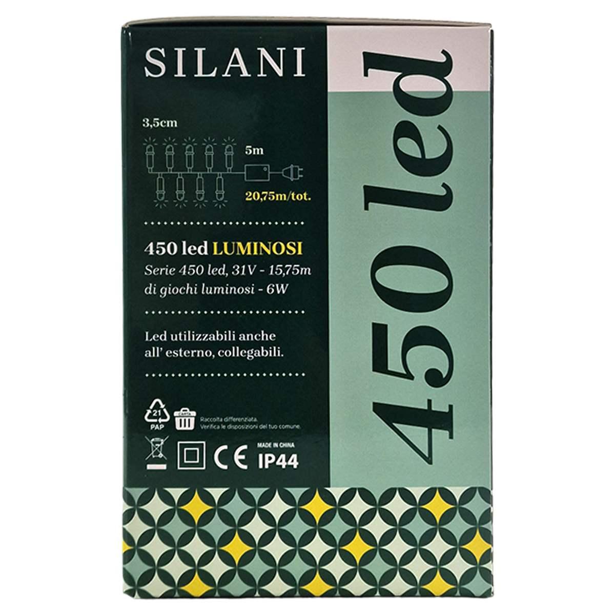 Luci Natale esterno LED 450 Bianco Freddo con Giochi Prolungabile |Silani