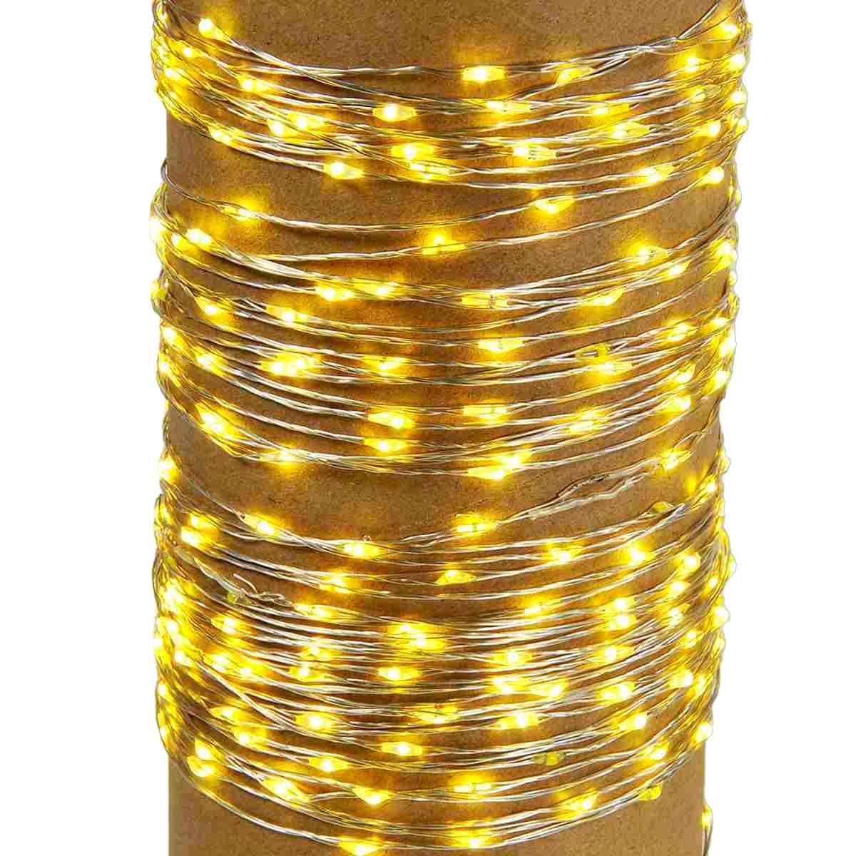Luci Natale esterno LED 300 Micro Copper Bianco Caldo Filo Rame Argento |Silani