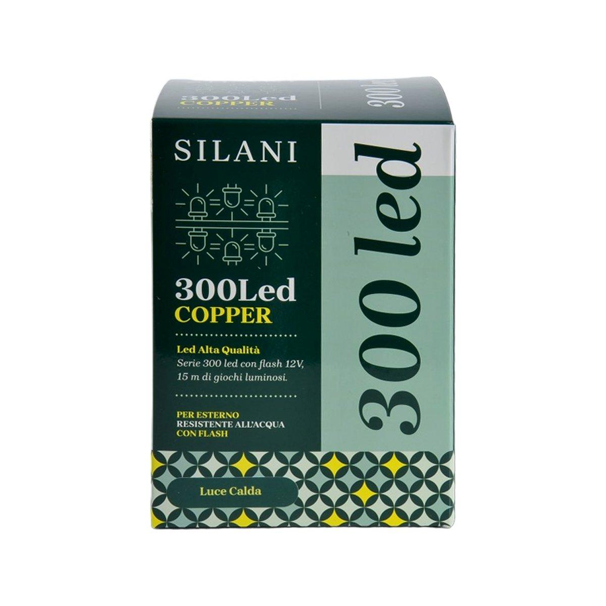 Luci Natale esterno LED 300 Micro Copper Bianco Caldo Filo Rame Argento |Silani